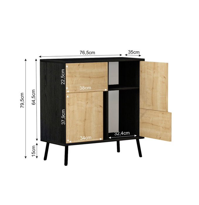 Hanah Home Armario Multiusos Darien - Madera Negra, Roble Zafiro